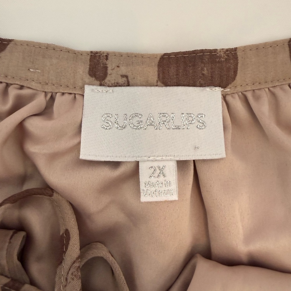 Sugarlips Taupe Patterned Long Sleeve Dress - Picture 4 of 7